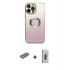 MARSİLYAN™- iPhone 13 Pro Max Kılıf Kutup Yansıma Özel Seri - Siyah Bilvis 3D Cam Ekran Koruyucu + Renkli Kamera Lens Koruma Cam - YL