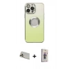 MARSİLYAN™- iPhone 13 Pro Max Kılıf Kutup Yansıma Özel Seri - Siyah Bilvis 3D Cam Ekran Koruyucu + Rainbow Kamera Lens Koruma Cam - REGD