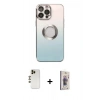 MARSİLYAN™- iPhone 13 Pro Max Kılıf Kutup Yansıma Özel Seri - Siyah Bilvis 3D Cam Ekran Koruyucu + Shine Kamera Lens - GD