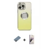 MARSİLYAN™- iPhone 13 Pro Max Kılıf Kutup Yansıma Özel Seri - Siyah Bilvis 3D Mat Cam Ekran Koruyucu + Mor Metal Kamera Lens Koruma Cam