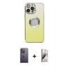 MARSİLYAN™- iPhone 13 Pro Max Kılıf Kutup Yansıma Özel Seri - Siyah Bilvis 3D Mat Cam Ekran Koruyucu + Neon Fosforlu Kamera Lens - BZ