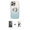 MARSİLYAN™- iPhone 13 Pro Max Kılıf Kutup Yansıma Özel Seri - Siyah Bilvis 3D Mat Cam Ekran Koruyucu + Neon Fosforlu Kamera Lens - YL