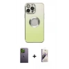 MARSİLYAN™- iPhone 13 Pro Max Kılıf Kutup Yansıma Özel Seri - Siyah Bilvis 3D Mat Cam Ekran Koruyucu + Neon Fosforlu Kamera Lens - YL