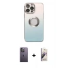 MARSİLYAN™- iPhone 13 Pro Max Kılıf Kutup Yansıma Özel Seri - Siyah Bilvis 3D Mat Cam Ekran Koruyucu + Neon Fosforlu Kamera Lens - BZ