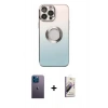 MARSİLYAN™- iPhone 13 Pro Max Kılıf Kutup Yansıma Özel Seri - Siyah Bilvis 3D Mat Cam Ekran Koruyucu + Neon Fosforlu Kamera Lens - MI