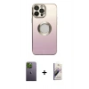 MARSİLYAN™- iPhone 13 Pro Max Kılıf Kutup Yansıma Özel Seri - Siyah Bilvis 3D Mat Cam Ekran Koruyucu + Neon Fosforlu Kamera Lens - YL