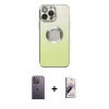 MARSİLYAN™- iPhone 13 Pro Max Kılıf Kutup Yansıma Özel Seri - Siyah Bilvis 3D Mat Cam Ekran Koruyucu + Neon Fosforlu Kamera Lens - BZ