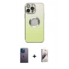 MARSİLYAN™- iPhone 13 Pro Max Kılıf Kutup Yansıma Özel Seri - Siyah Bilvis 3D Mat Cam Ekran Koruyucu + Neon Fosforlu Kamera Lens - MI