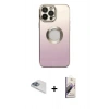 MARSİLYAN™- iPhone 13 Pro Max Kılıf Kutup Yansıma Özel Seri - Siyah Bilvis 3D Mat Cam Ekran Koruyucu + Pers Alüminyum Kamera Lens - SABE