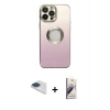 MARSİLYAN™- iPhone 13 Pro Max Kılıf Kutup Yansıma Özel Seri - Siyah Bilvis 3D Mat Cam Ekran Koruyucu + Pers Alüminyum Kamera Lens - LT