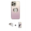 MARSİLYAN™- iPhone 13 Pro Max Kılıf Kutup Yansıma Özel Seri - Siyah Bilvis 3D Mat Cam Ekran Koruyucu + Pers Alüminyum Kamera Lens - GD
