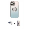 MARSİLYAN™- iPhone 13 Pro Max Kılıf Kutup Yansıma Özel Seri - Siyah Bilvis 3D Mat Cam Ekran Koruyucu + Pers Alüminyum Kamera Lens - LT