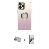 MARSİLYAN™- iPhone 13 Pro Max Kılıf Kutup Yansıma Özel Seri - Siyah Bilvis 3D Mat Cam Ekran Koruyucu + Rainbow Kamera Lens Koruma Cam - MR