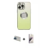 MARSİLYAN™- iPhone 13 Pro Max Kılıf Kutup Yansıma Özel Seri - Siyah Bilvis 3D Mat Cam Ekran Koruyucu + Rainbow Kamera Lens Koruma Cam - MI
