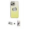 MARSİLYAN™- iPhone 13 Pro Max Kılıf Kutup Yansıma Özel Seri - Siyah Bilvis 3D Mat Cam Ekran Koruyucu + Rainbow Kamera Lens Koruma Cam - BZ
