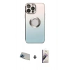 MARSİLYAN™- iPhone 13 Pro Max Kılıf Kutup Yansıma Özel Seri - Siyah Bilvis 3D Mat Cam Ekran Koruyucu + Rainbow Kamera Lens Koruma Cam - MI