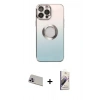 MARSİLYAN™- iPhone 13 Pro Max Kılıf Kutup Yansıma Özel Seri - Siyah Bilvis 3D Mat Cam Ekran Koruyucu + Rainbow Kamera Lens Koruma Cam - MR