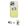 MARSİLYAN™- iPhone 13 Pro Max Kılıf Kutup Yansıma Özel Seri - Siyah Bilvis 3D Mat Cam Ekran Koruyucu + Rainbow Kamera Lens Koruma Cam - KI