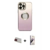MARSİLYAN™- iPhone 13 Pro Max Kılıf Kutup Yansıma Özel Seri - Siyah Bilvis 3D Mat Cam Ekran Koruyucu + Rainbow Kamera Lens Koruma Cam - KI