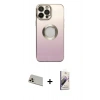 MARSİLYAN™- iPhone 13 Pro Max Kılıf Kutup Yansıma Özel Seri - Siyah Bilvis 3D Mat Cam Ekran Koruyucu + Rainbow Kamera Lens Koruma Cam - REGD