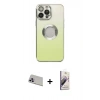 MARSİLYAN™- iPhone 13 Pro Max Kılıf Kutup Yansıma Özel Seri - Siyah Bilvis 3D Mat Cam Ekran Koruyucu + Rainbow Kamera Lens Koruma Cam - MR