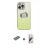 MARSİLYAN™- iPhone 13 Pro Max Kılıf Kutup Yansıma Özel Seri - Siyah Bilvis 3D Mat Cam Ekran Koruyucu + Renkli Kamera Lens Koruma Cam - PE