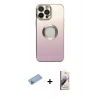 MARSİLYAN™- iPhone 13 Pro Max Kılıf Kutup Yansıma Özel Seri - Siyah Bilvis 3D Mat Cam Ekran Koruyucu + Shine Kamera Lens Koruma Cam - MI