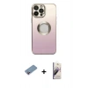 MARSİLYAN™- iPhone 13 Pro Max Kılıf Kutup Yansıma Özel Seri - Siyah Bilvis 3D Mat Cam Ekran Koruyucu + Shine Kamera Lens Koruma Cam - PE