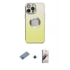 MARSİLYAN™- iPhone 13 Pro Max Kılıf Kutup Yansıma Özel Seri - Siyah Bilvis 3D Mat Cam Ekran Koruyucu + Shine Kamera Lens Koruma Cam - PE