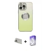MARSİLYAN™- iPhone 13 Pro Max Kılıf Kutup Yansıma Özel Seri - Siyah Bilvis 5in1 3D Magic Cam Ekran Koruyucu + Rainbow Kamera Lens Koruma Cam - BZ