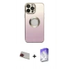 MARSİLYAN™- iPhone 13 Pro Max Kılıf Kutup Yansıma Özel Seri - Siyah Bilvis 5in1 3D Magic Cam Ekran Koruyucu + Kırmızı Rainbow Kamera Lens Koruma Cam