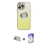MARSİLYAN™- iPhone 13 Pro Max Kılıf Kutup Yansıma Özel Seri - Siyah Bilvis 5in1 3D Magic Cam Ekran Koruyucu + Rainbow Kamera Lens Koruma Cam - BZ