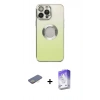 MARSİLYAN™- iPhone 13 Pro Max Kılıf Kutup Yansıma Özel Seri - Siyah Bilvis 5in1 3D Magic Cam Ekran Koruyucu + Sarı Renkli Kamera Lens Koruma Cam
