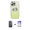 MARSİLYAN™- iPhone 13 Pro Max Kılıf Kutup Yansıma Özel Seri - Siyah Bilvis 5in1 3D Magic Cam Ekran Koruyucu + Neon Fosforlu Kamera Lens - BZ