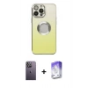 MARSİLYAN™- iPhone 13 Pro Max Kılıf Kutup Yansıma Özel Seri - Siyah Bilvis 5in1 3D Magic Cam Ekran Koruyucu + Neon Fosforlu Kamera Lens - BZ