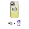 MARSİLYAN™- iPhone 13 Pro Max Kılıf Kutup Yansıma Özel Seri - Siyah Bilvis 5in1 3D Magic Cam Ekran Koruyucu + Rainbow Kamera Lens Koruma Cam - REGD