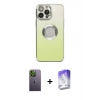 MARSİLYAN™- iPhone 13 Pro Max Kılıf Kutup Yansıma Özel Seri - Siyah Bilvis 5in1 3D Magic Cam Ekran Koruyucu + Neon Fosforlu Kamera Lens - YL