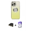 MARSİLYAN™- iPhone 13 Pro Max Kılıf Kutup Yansıma Özel Seri - Siyah Bilvis 5in1 3D Magic Cam Ekran Koruyucu + Gold Raze Metal Kamera Lens