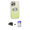 MARSİLYAN™- iPhone 13 Pro Max Kılıf Kutup Yansıma Özel Seri - Siyah Bilvis 5in1 3D Magic Cam Ekran Koruyucu + Gold Raze Metal Kamera Lens