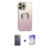 MARSİLYAN™- iPhone 13 Pro Max Kılıf Kutup Yansıma Özel Seri - Siyah Bilvis 5in1 3D Magic Cam Ekran Koruyucu + Neon Fosforlu Kamera Lens - BZ