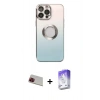 MARSİLYAN™- iPhone 13 Pro Max Kılıf Kutup Yansıma Özel Seri - Siyah Bilvis 5in1 3D Magic Cam Ekran Koruyucu + Kırmızı Rainbow Kamera Lens Koruma Cam