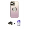 MARSİLYAN™- iPhone 13 Pro Max Kılıf Kutup Yansıma Özel Seri - Siyah Bilvis 5in1 3D Magic Cam Ekran Koruyucu + Gold Raze Metal Kamera Lens