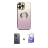 MARSİLYAN™- iPhone 13 Pro Max Kılıf Kutup Yansıma Özel Seri - Siyah Bilvis 5in1 5D Magic Hayalet Cam Ekran Koruyucu + Yeşil Neon Fosforlu Kamera Lens