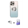 MARSİLYAN™- iPhone 13 Pro Max Kılıf Kutup Yansıma Özel Seri - Siyah Bilvis 5in1 5D Magic Hayalet Cam Ekran Koruyucu + Pers Alüminyum Kamera Lens - SABE