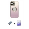 MARSİLYAN™- iPhone 13 Pro Max Kılıf Kutup Yansıma Özel Seri - Siyah Bilvis 5in1 5D Magic Hayalet Cam Ekran Koruyucu + Metal Kamera Lens Koruma Cam - KI
