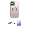 MARSİLYAN™- iPhone 13 Pro Max Kılıf Kutup Yansıma Özel Seri - Siyah Bilvis 5in1 5D Magic Hayalet Cam Ekran Koruyucu + Renkli Kamera Lens Koruma Cam - SI