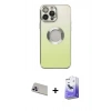 MARSİLYAN™- iPhone 13 Pro Max Kılıf Kutup Yansıma Özel Seri - Siyah Bilvis 5in1 5D Magic Hayalet Cam Ekran Koruyucu + Mor Rainbow Kamera Lens Koruma Cam