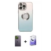 MARSİLYAN™- iPhone 13 Pro Max Kılıf Kutup Yansıma Özel Seri - Siyah Bilvis 5in1 5D Magic Hayalet Cam Ekran Koruyucu + Yeşil Neon Fosforlu Kamera Lens