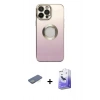 MARSİLYAN™- iPhone 13 Pro Max Kılıf Kutup Yansıma Özel Seri - Siyah Bilvis 5in1 5D Magic Hayalet Cam Ekran Koruyucu + Renkli Kamera Lens Koruma Cam - YL