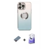 MARSİLYAN™- iPhone 13 Pro Max Kılıf Kutup Yansıma Özel Seri - Siyah Bilvis 5in1 5D Magic Hayalet Cam Ekran Koruyucu + Metal Kamera Lens Koruma Cam - KI